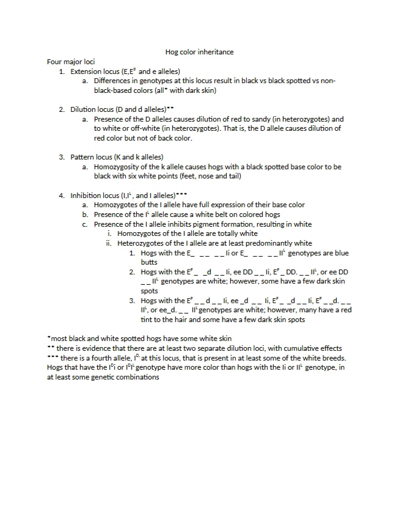 Analysis of Hog Color Inheritance