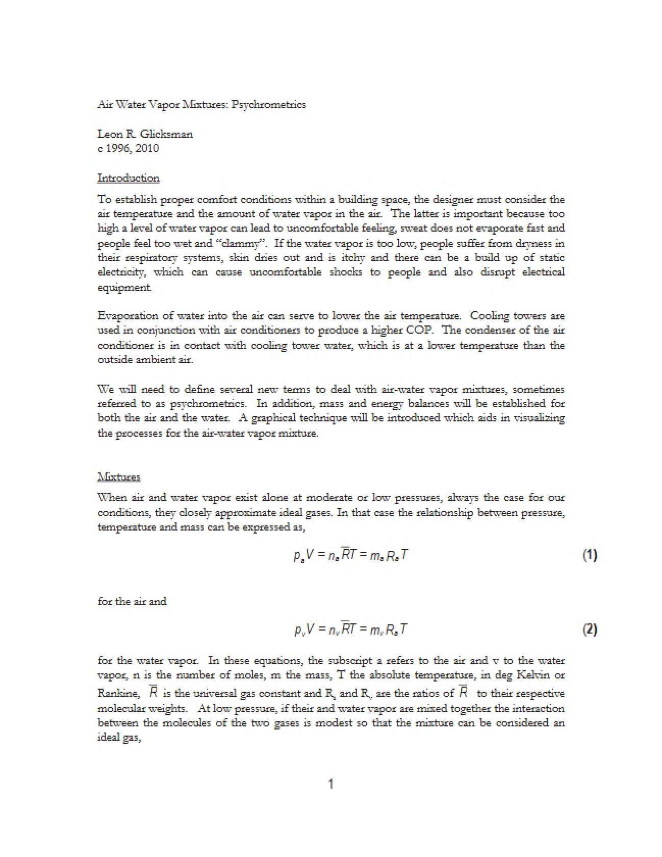 Psychrometric Analysis