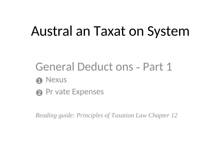 Part 1 - General Deductions