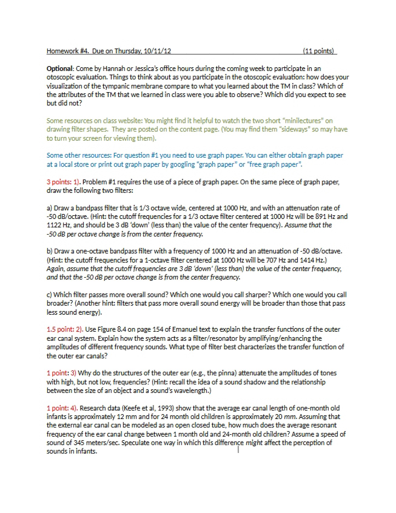 Fourth Homework for Hearing Science
