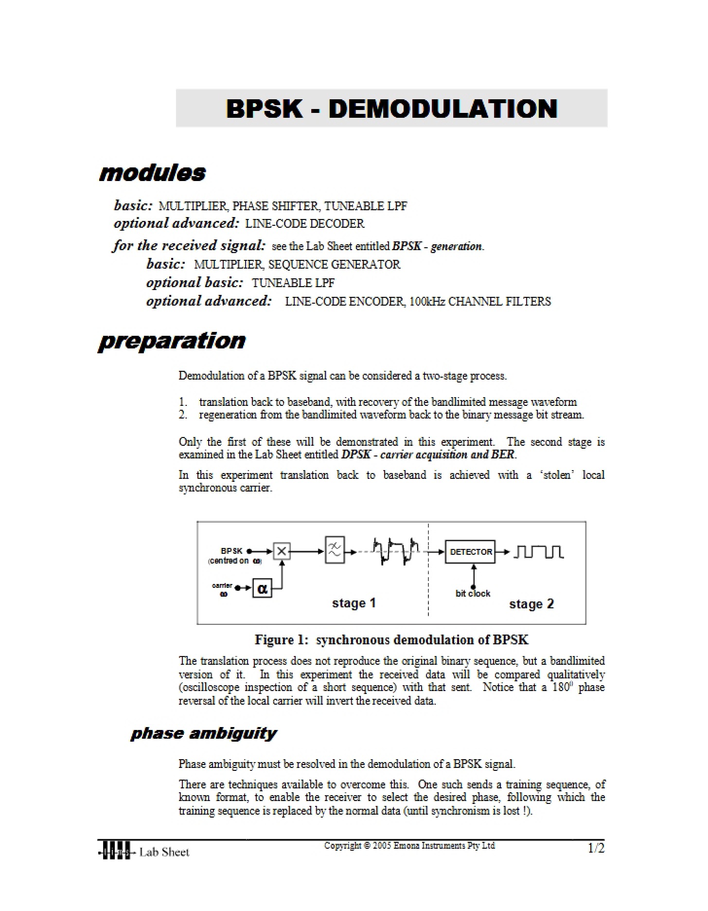 Demodulation of BPSK