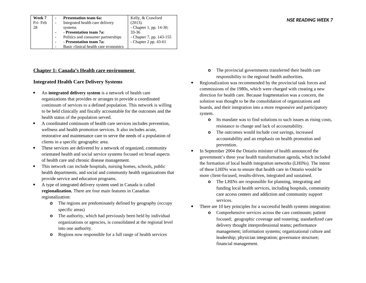 Reading Notes - Week 7