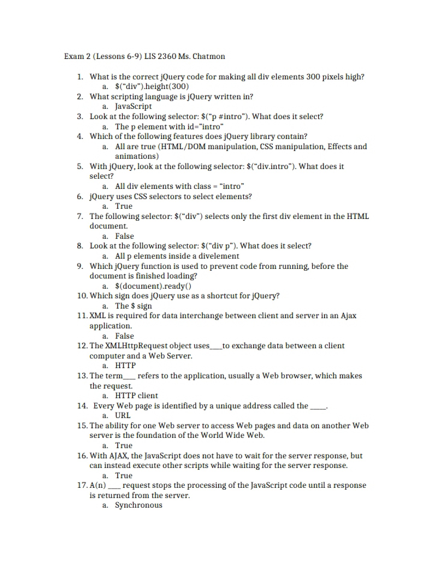 Evaluation for Part Two