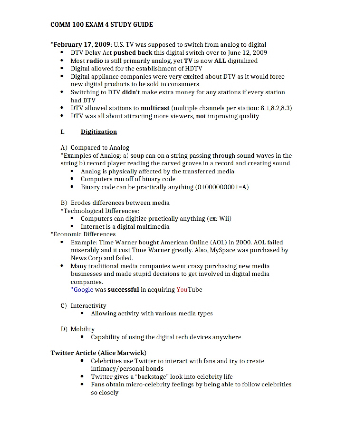 Preparation Guide for Exam 4