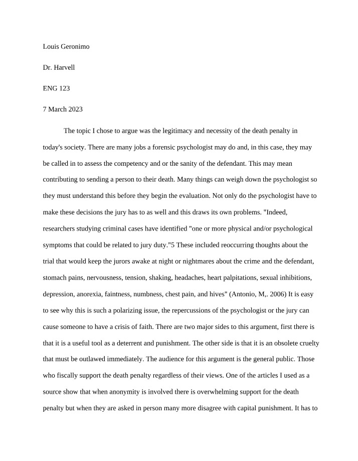 The Death Penalty - Legitimacy and Necessity
