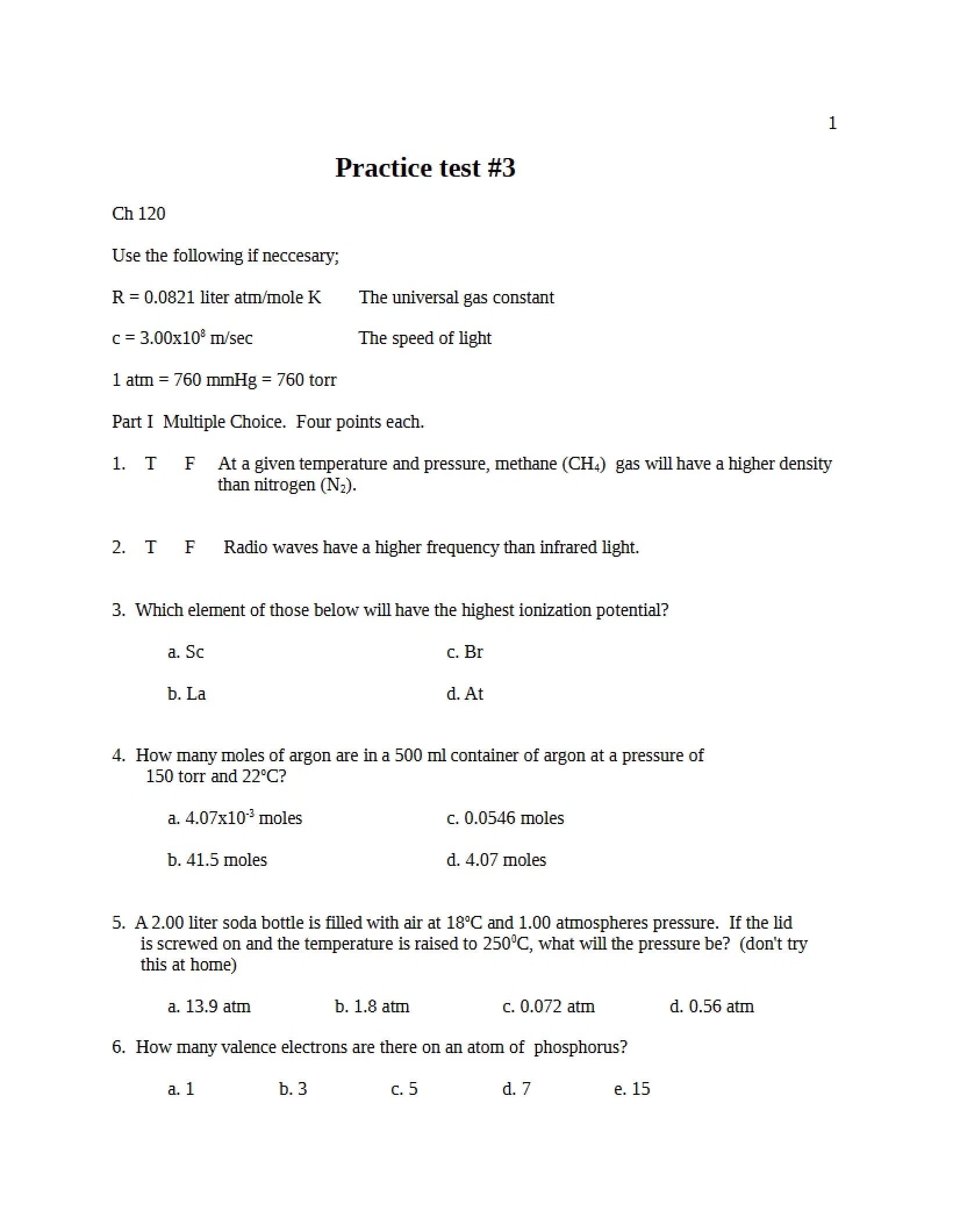 Third Practice Test