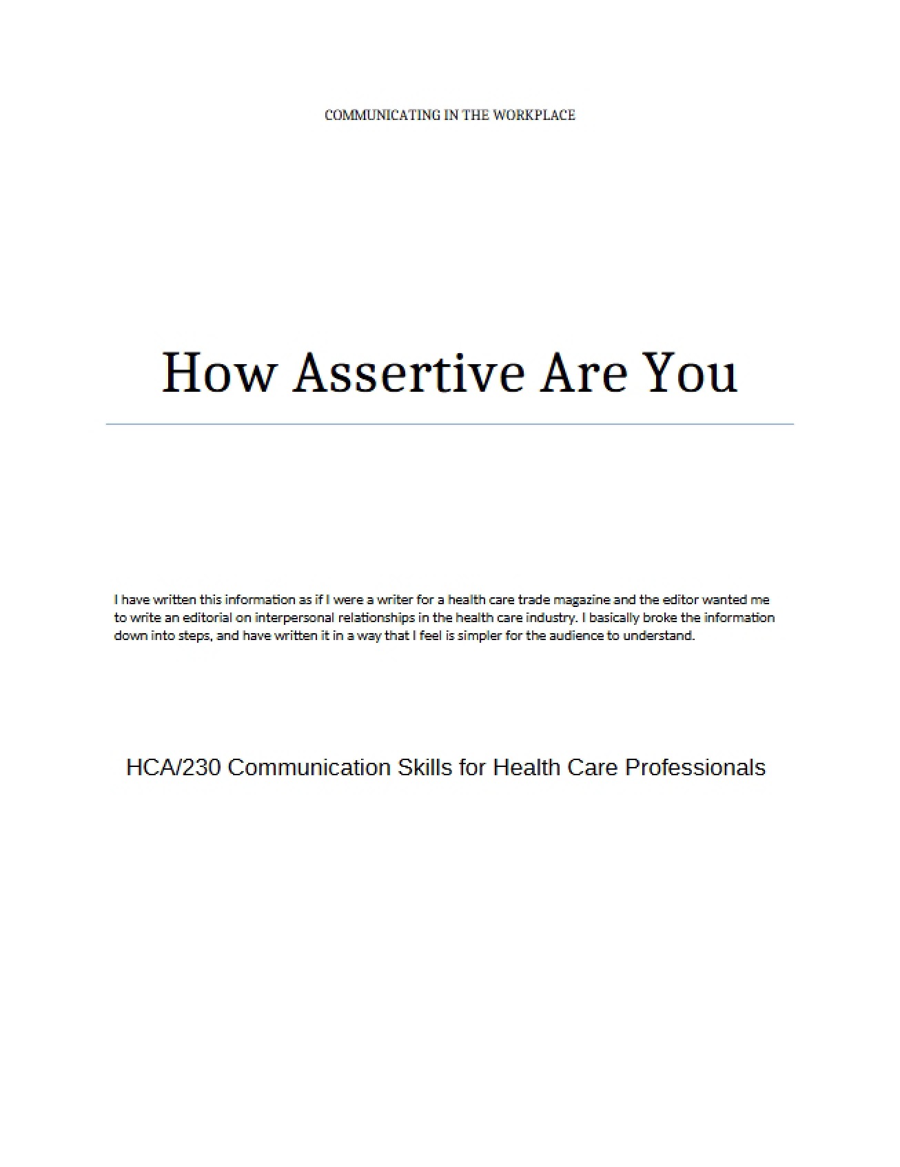 Assessment of Assertiveness