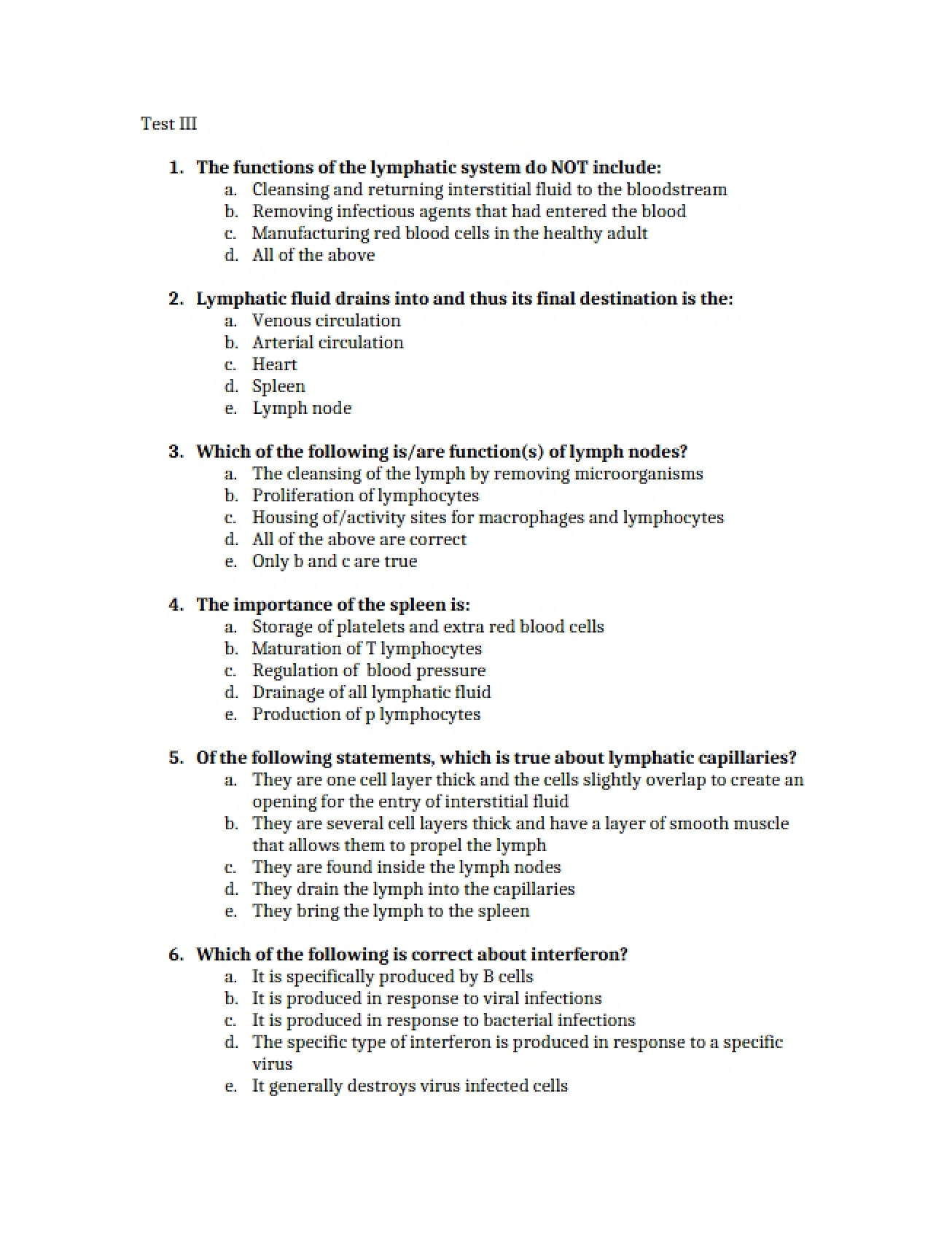 Materials for the Third Anatomy Test