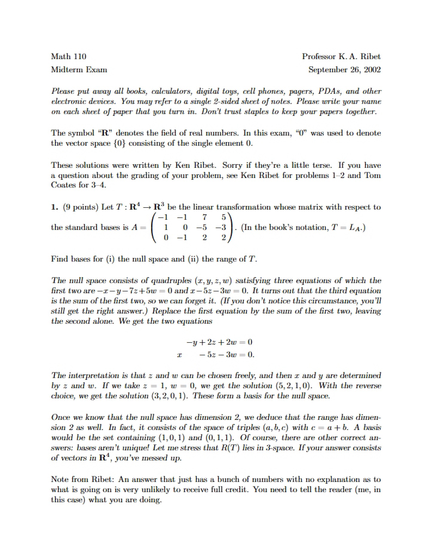 Midterm for MATH 110