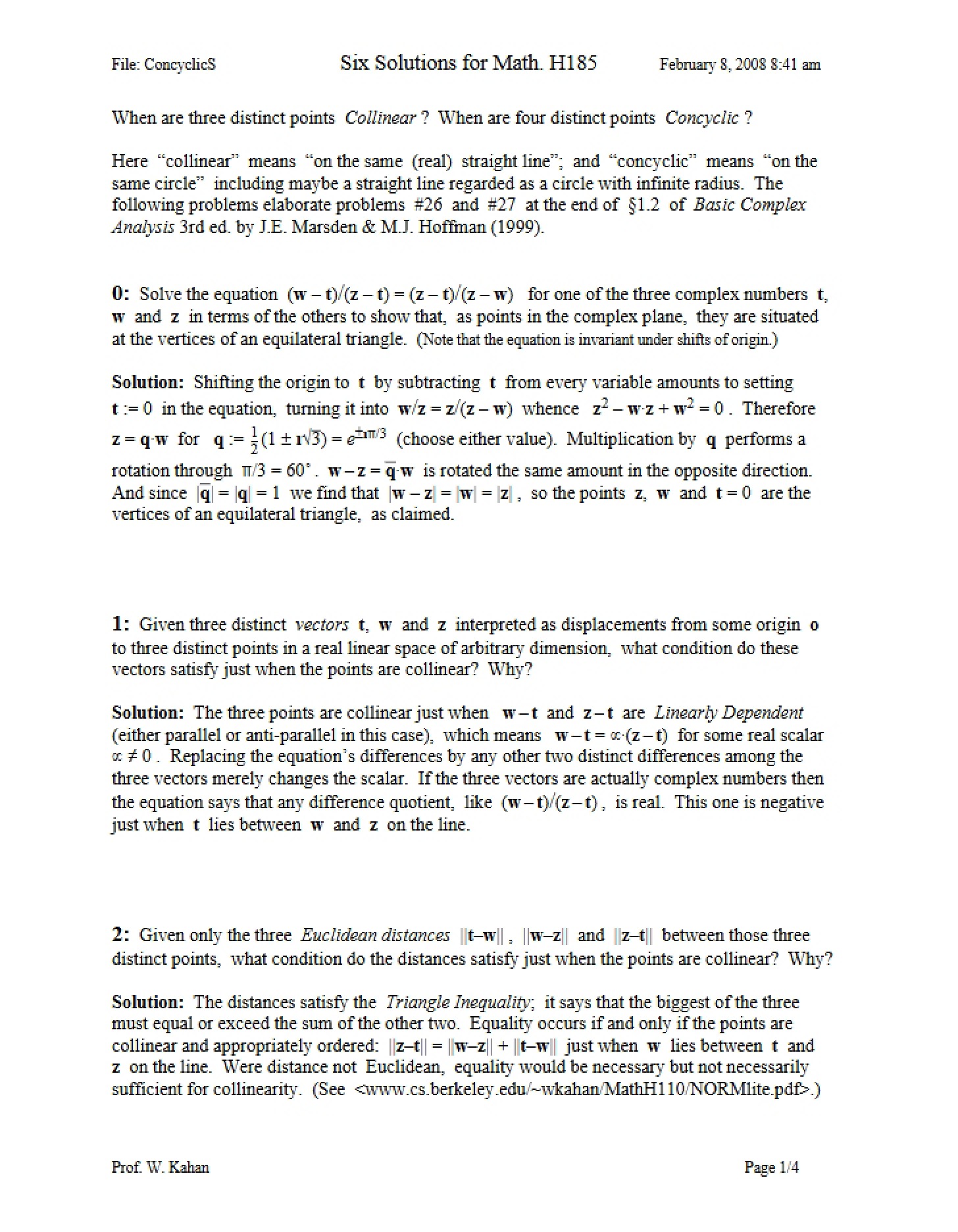 Study of Concyclic Points