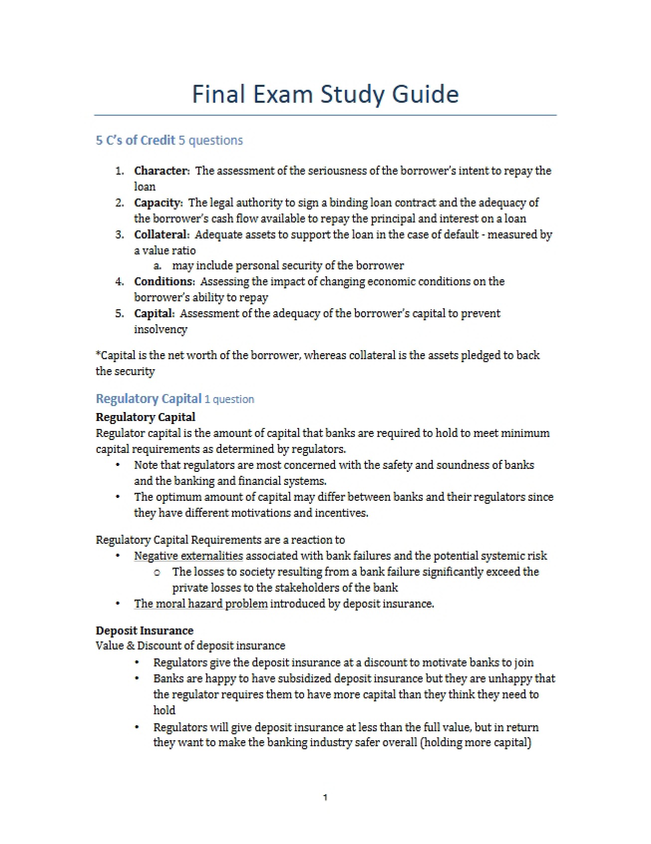 Preparation Materials for the Final Examination