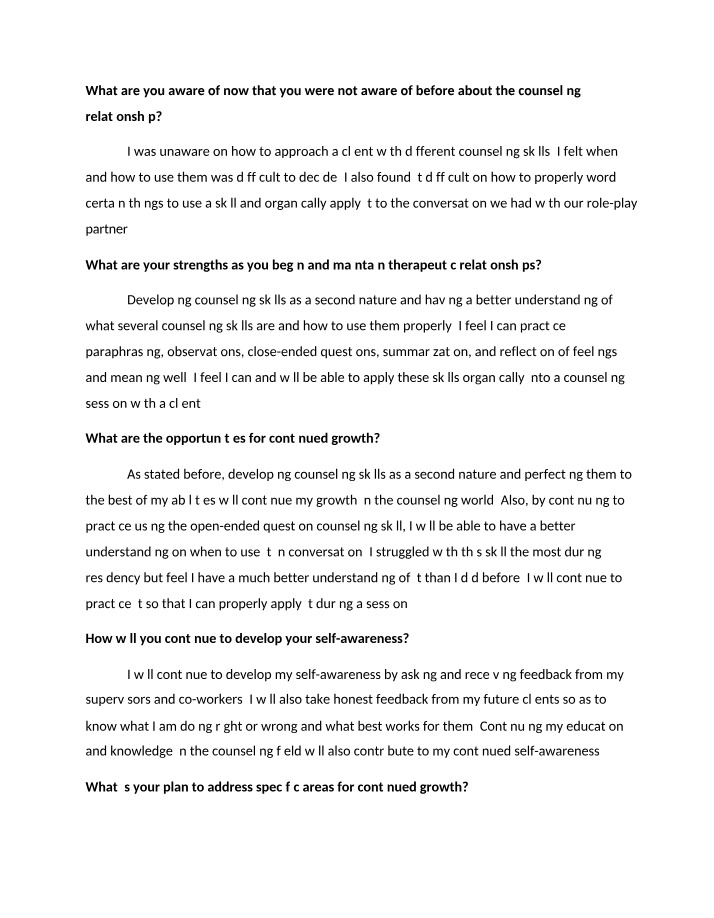 Developing Counseling Skills - Opportunities for Growth