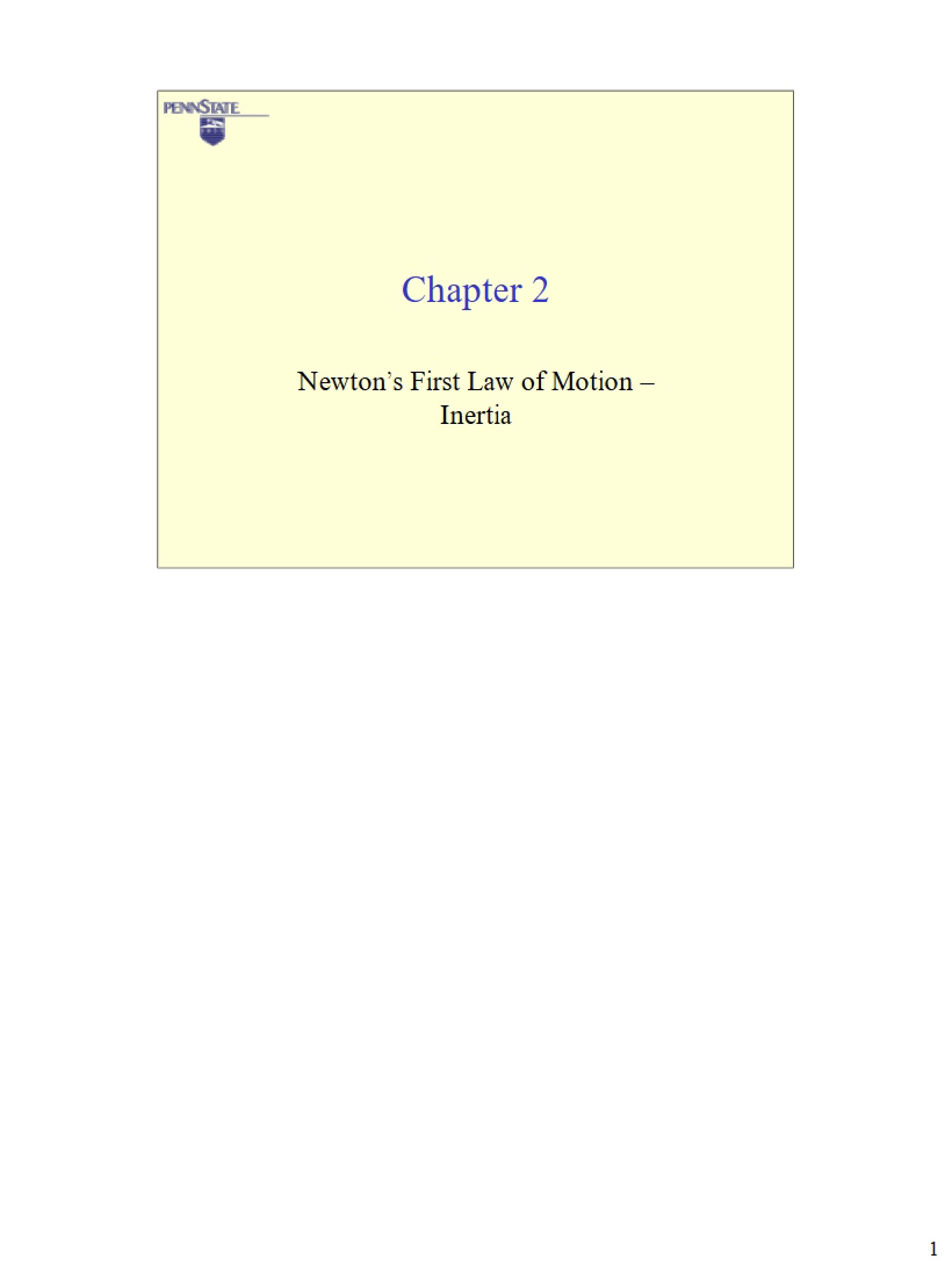 Inertia Newton's First Law