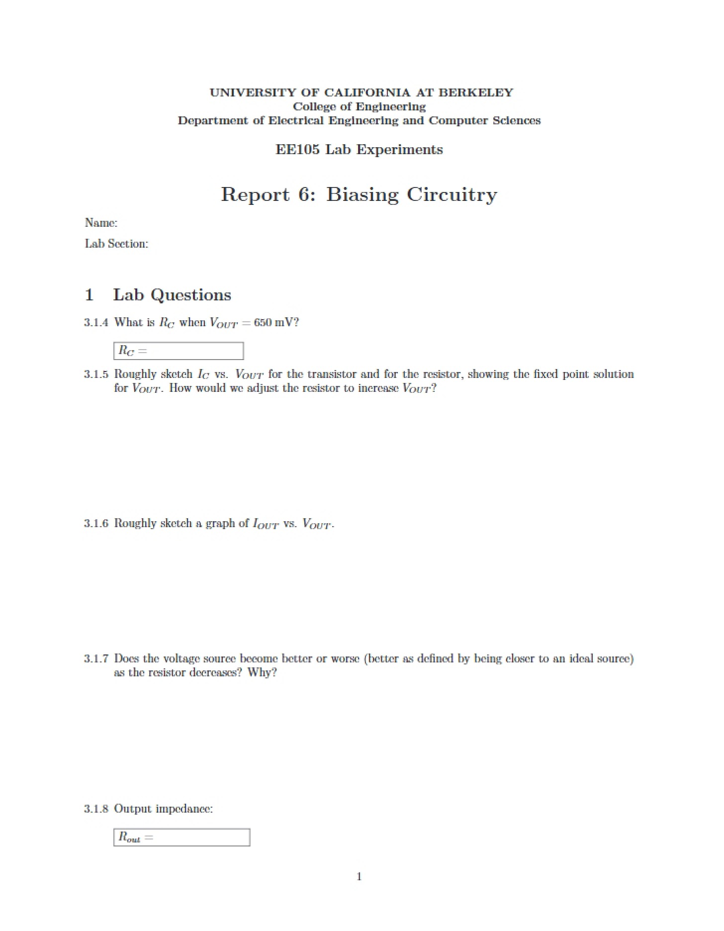 Report 6 Circuitry Biasing