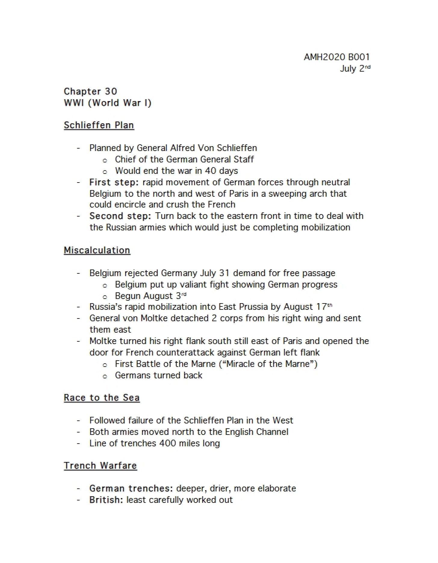 World War I (Chapter 30)