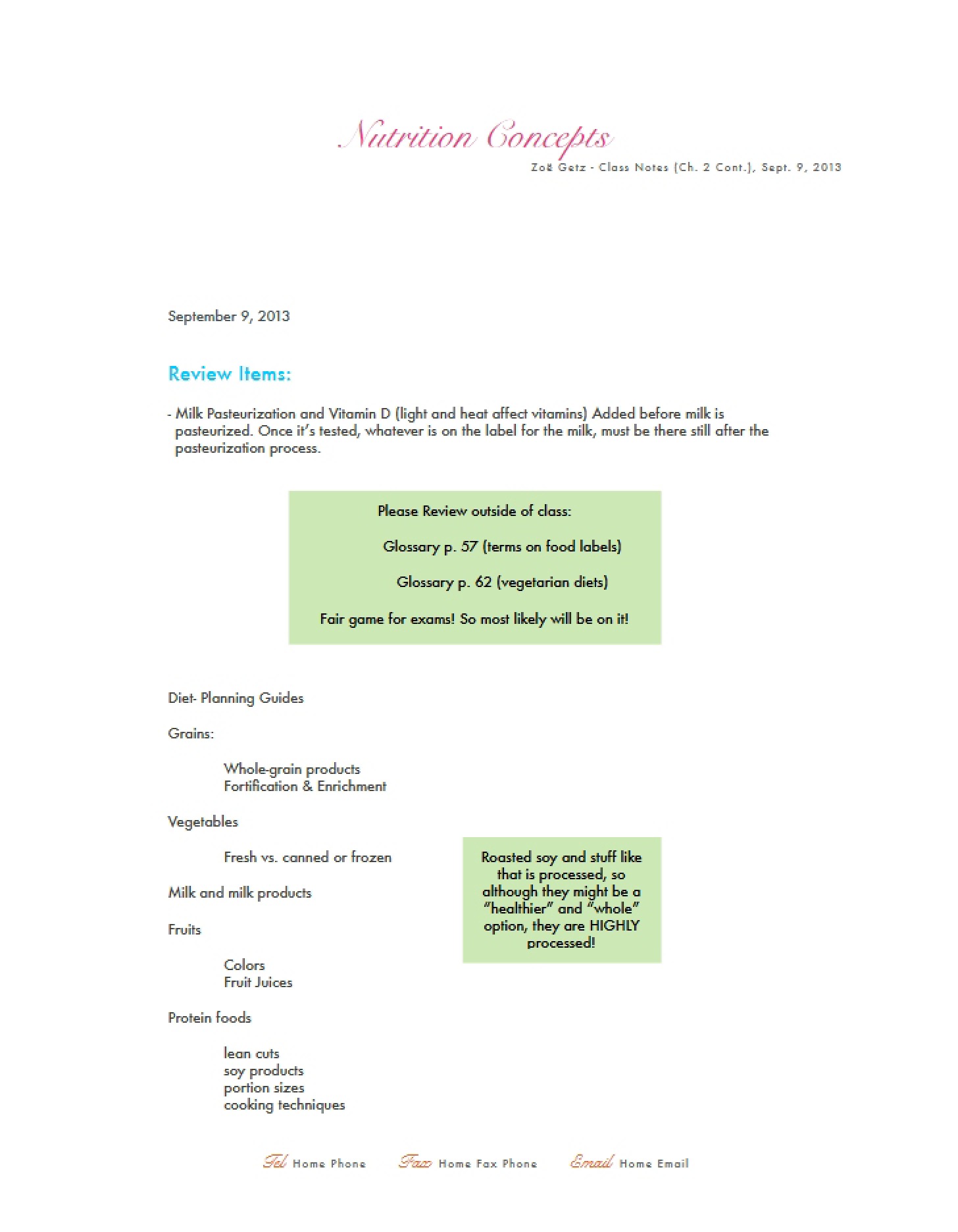 Concepts in Nutrition