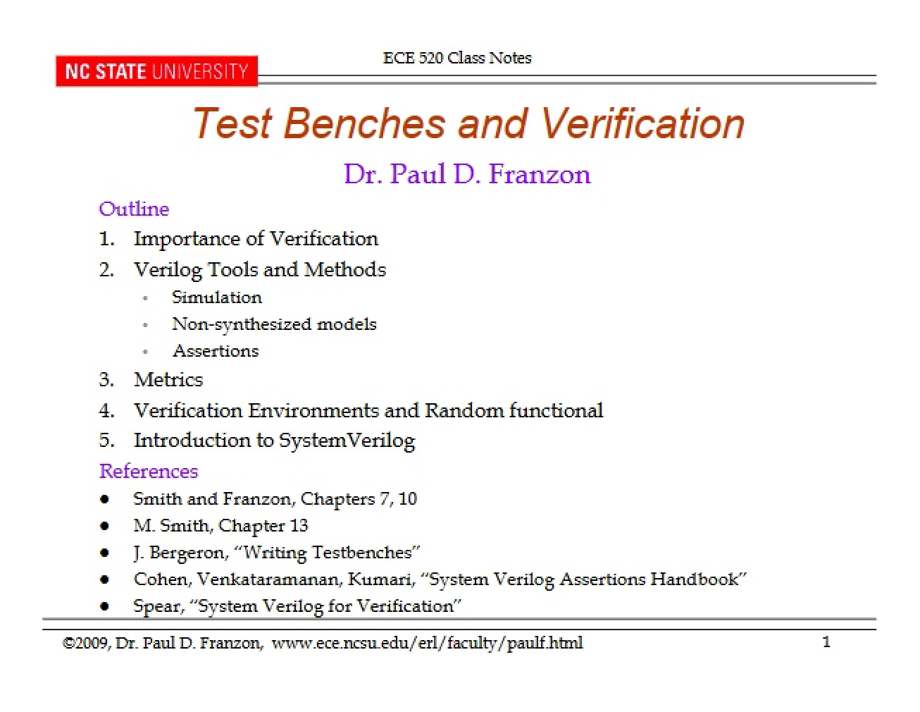 Verification and Test Benches