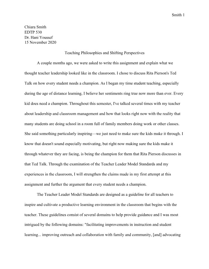 Shifting Perspectives and Teaching Philosophies