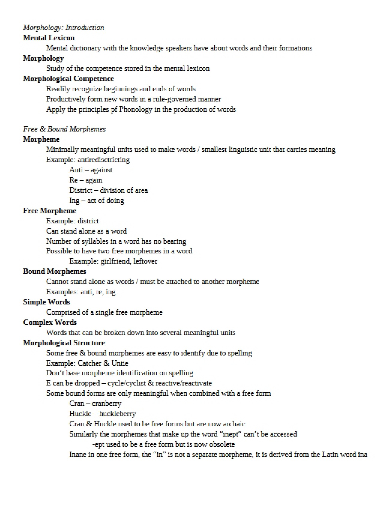 Intro to Morphology