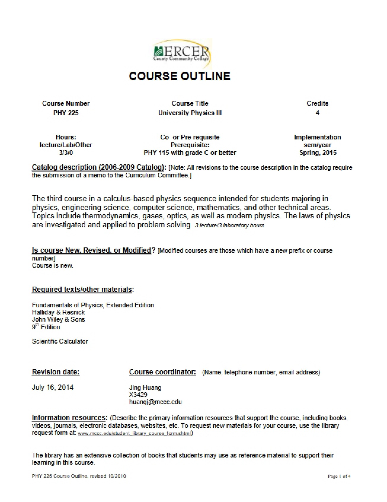 University Physics III Outline