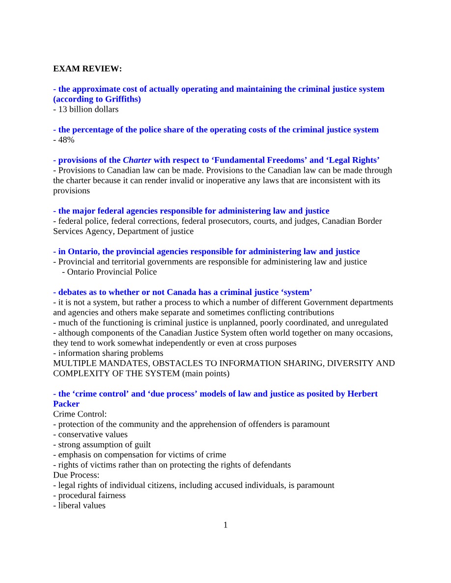 Canadian Criminal Justice System Review