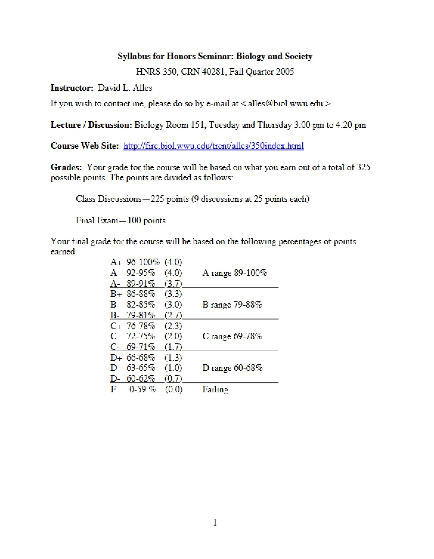 Course Syllabus