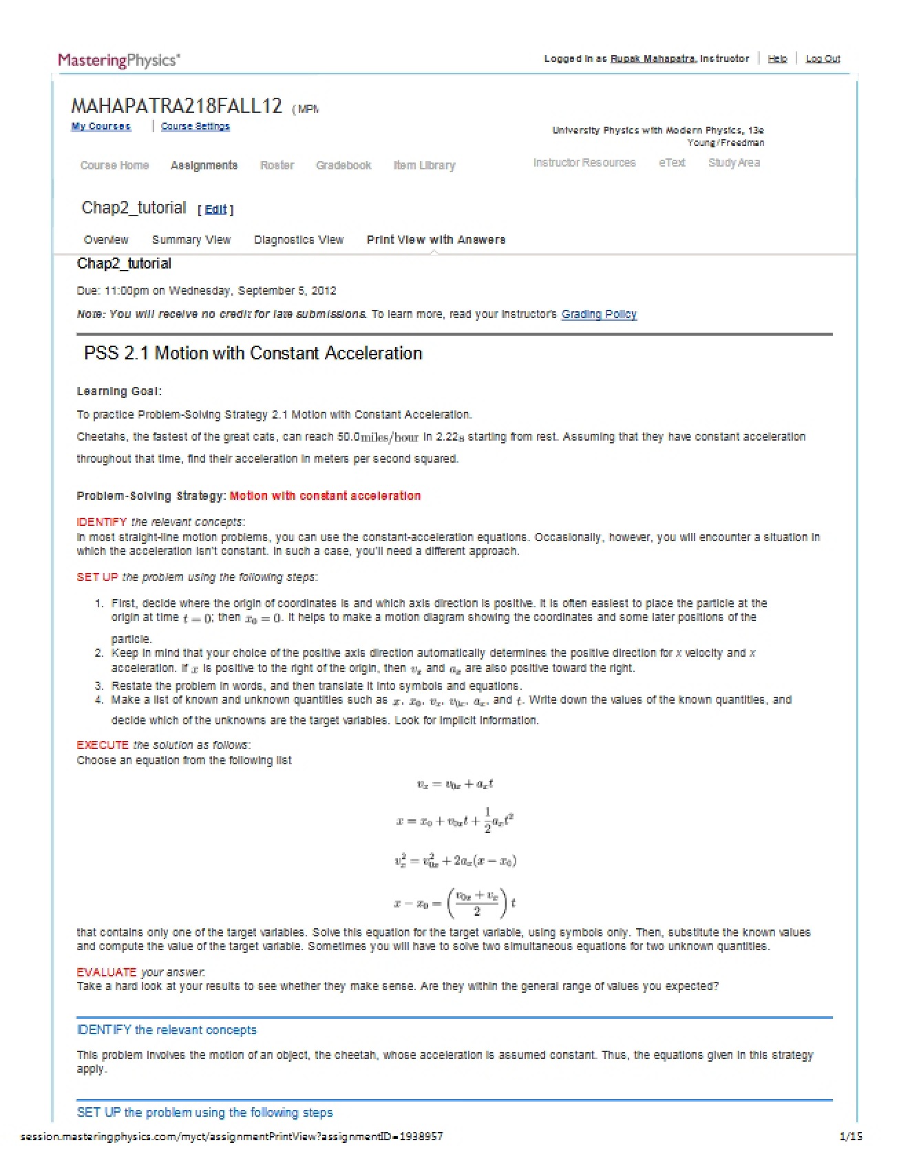 Tutorial for Chapter Two