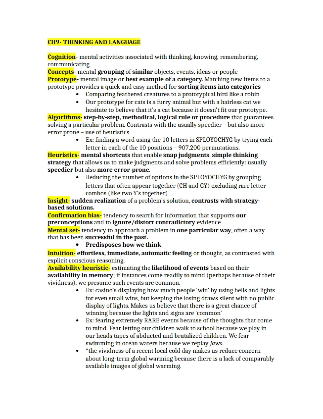 Overview of General Psychology Chapter Nine