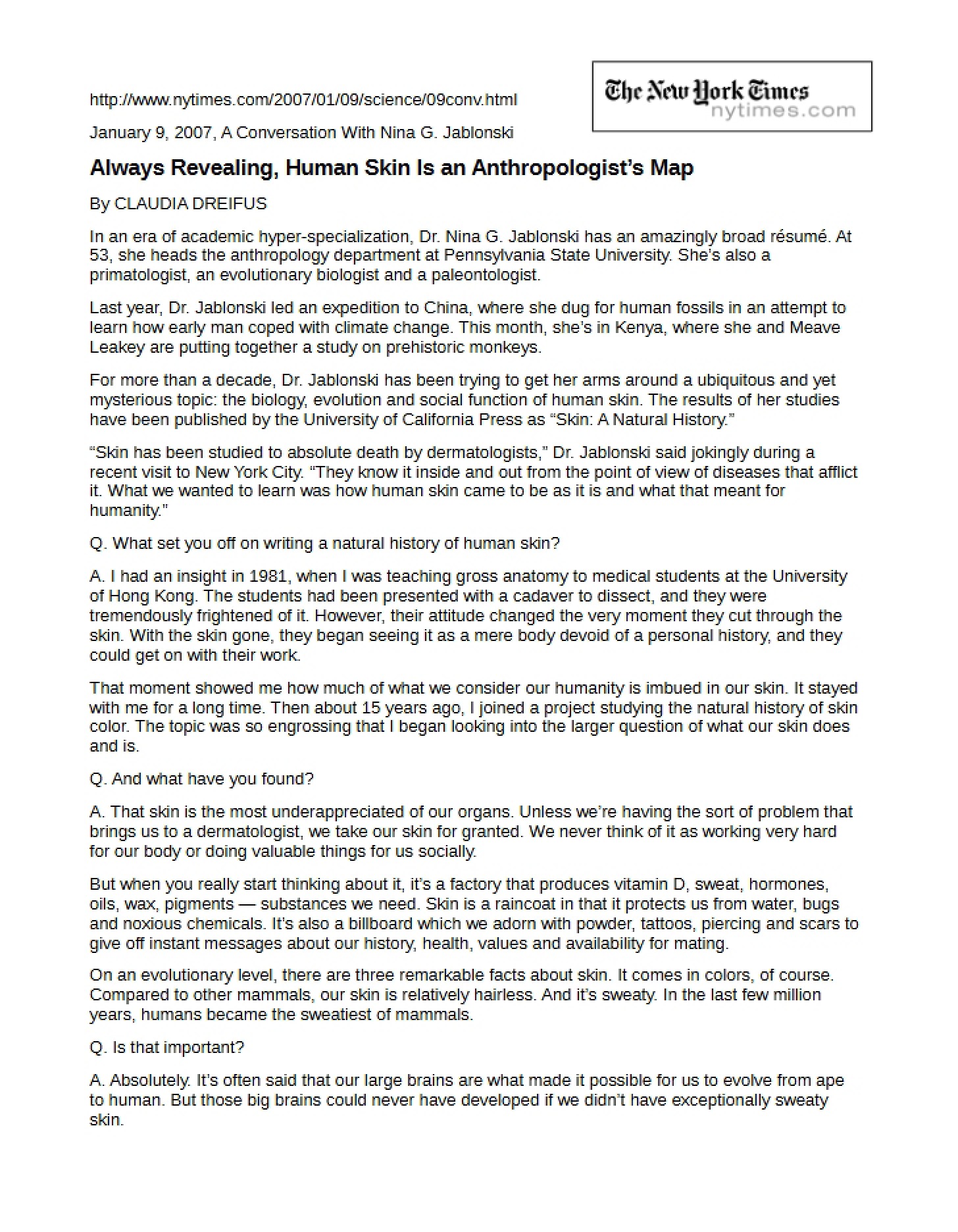 Human Skin An Anthropologist's Map