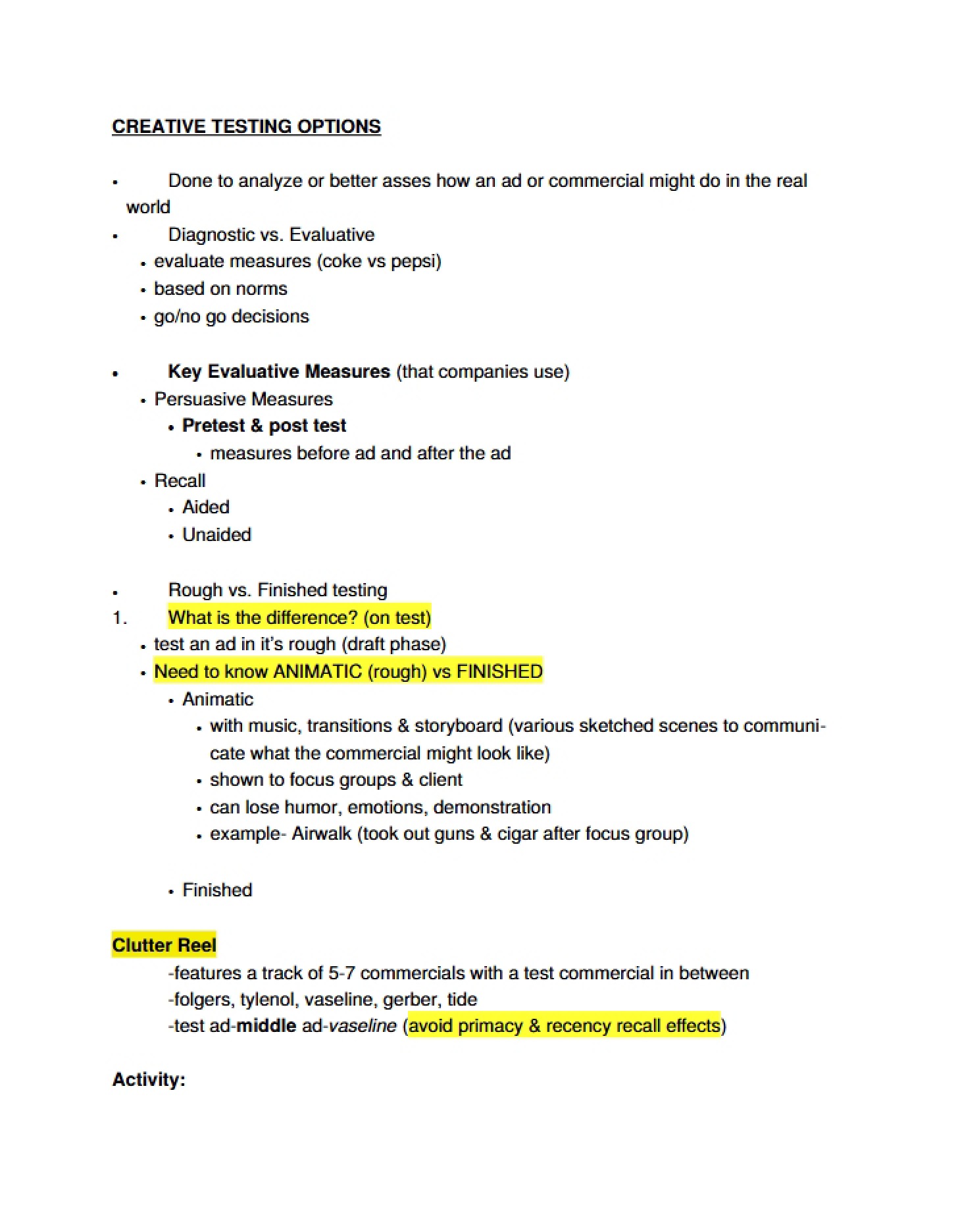 Options for Creative Testing