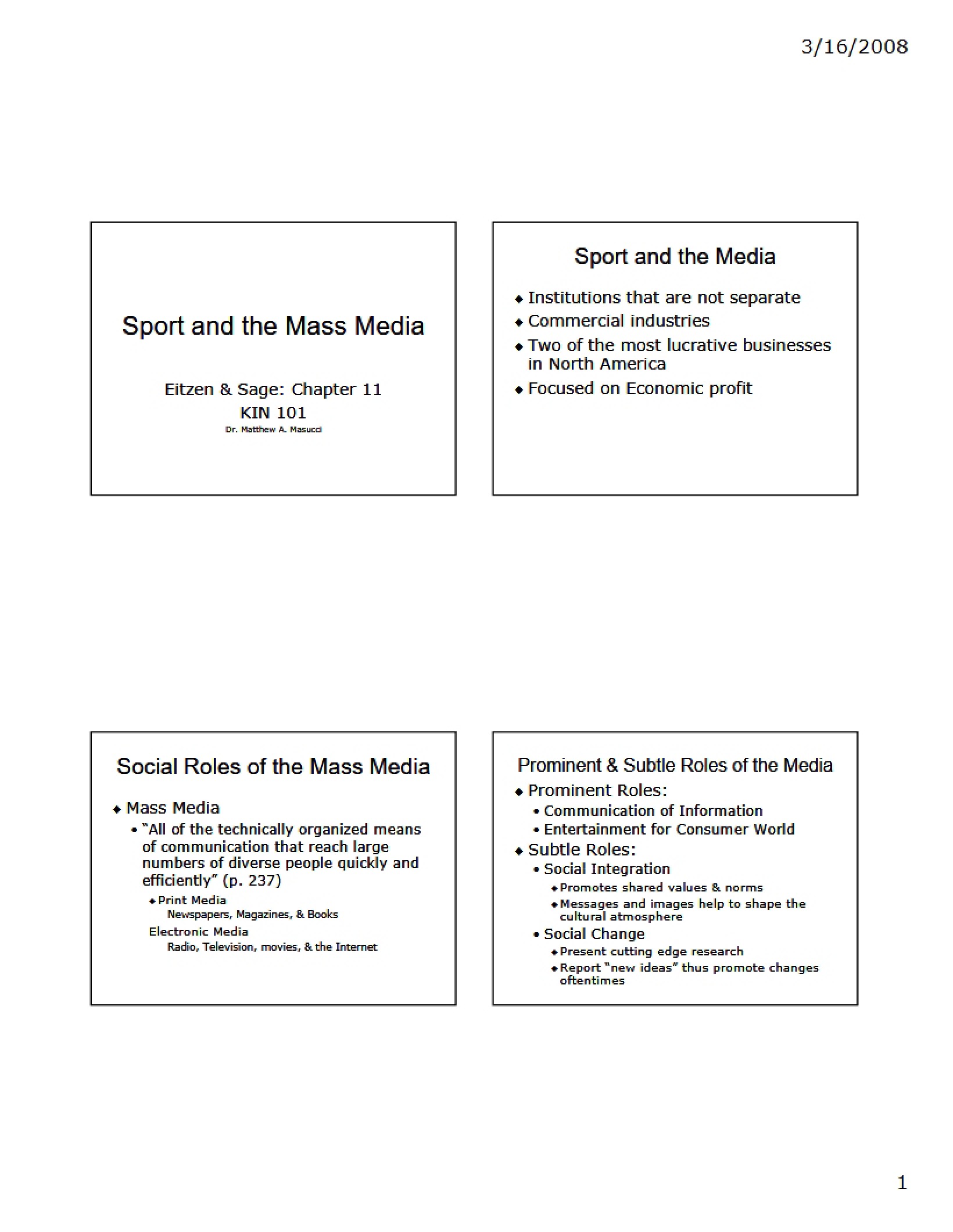 Mass Media and Sport