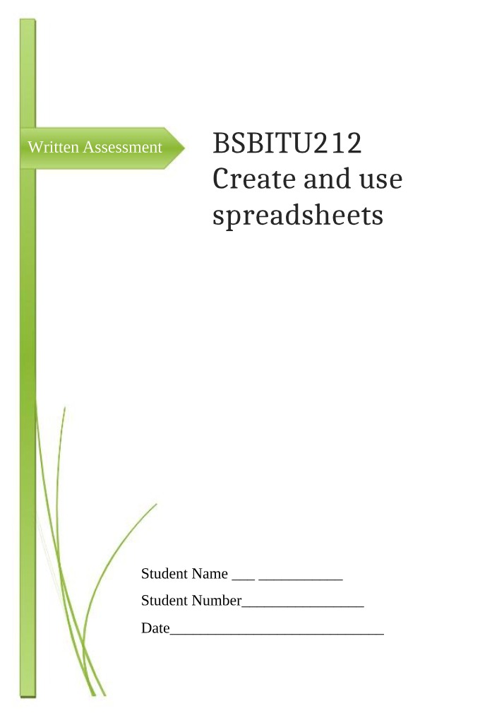 Written Assessment - BSBITU212