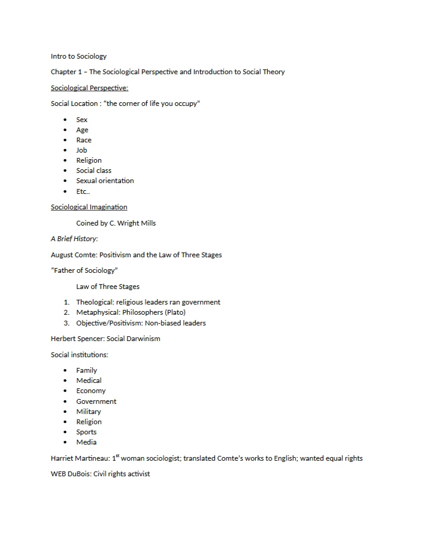 Social Theory Intro and Sociological Perspective Chapter 1