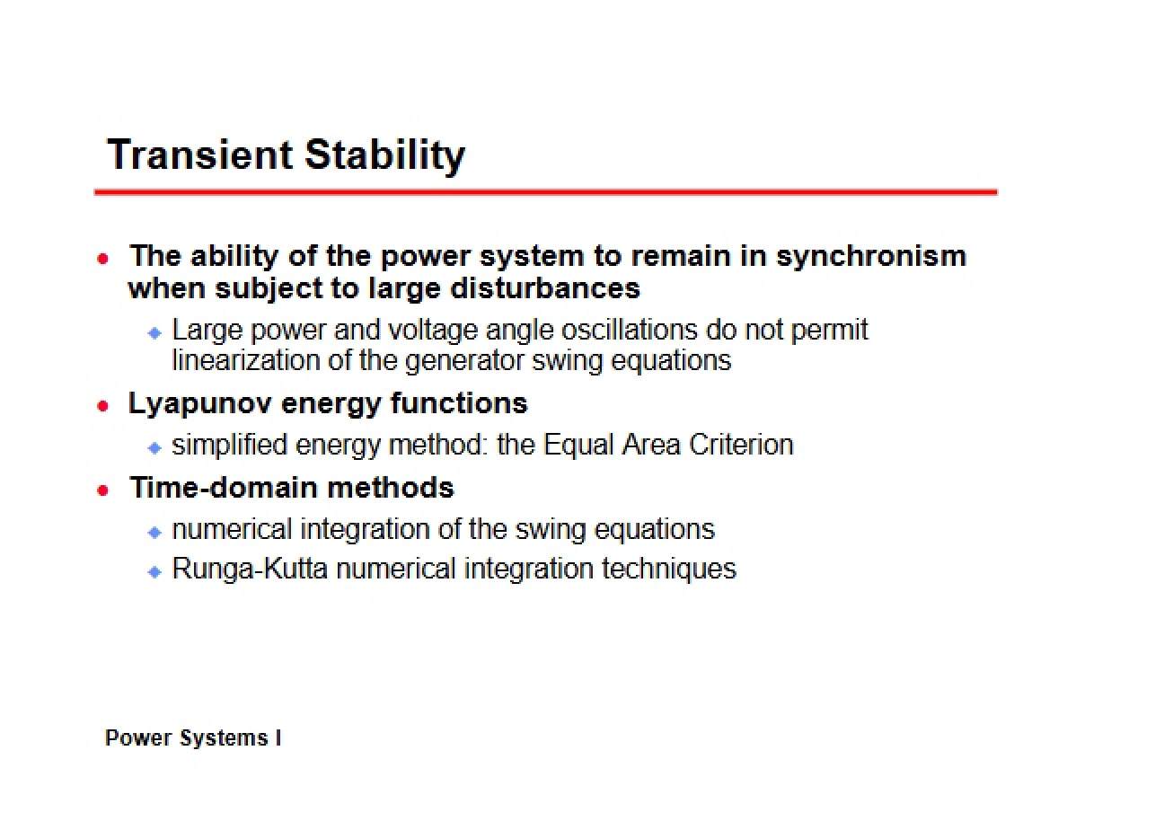 Twenty-First Lecture on Transient Stability