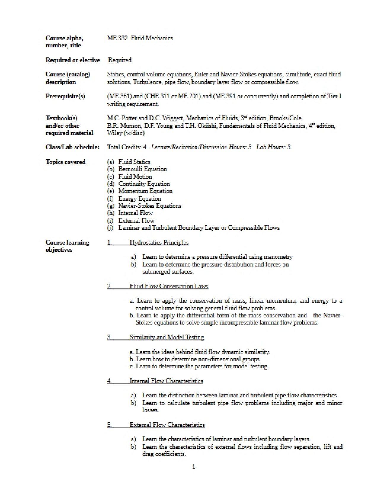 Outline for ME 332