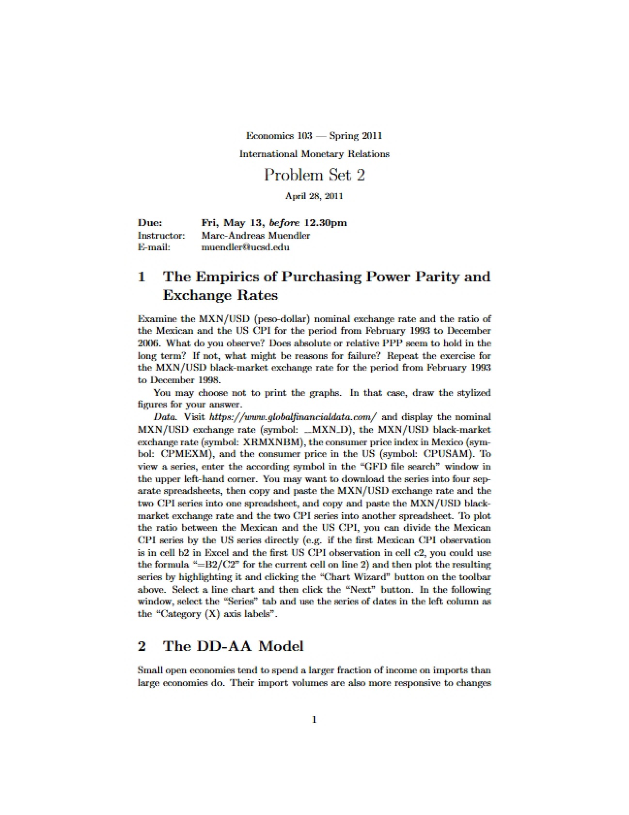 International Monetary Problem Set 2