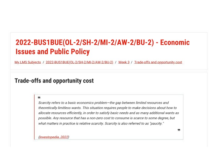 Opportunity Cost and Trade-offs