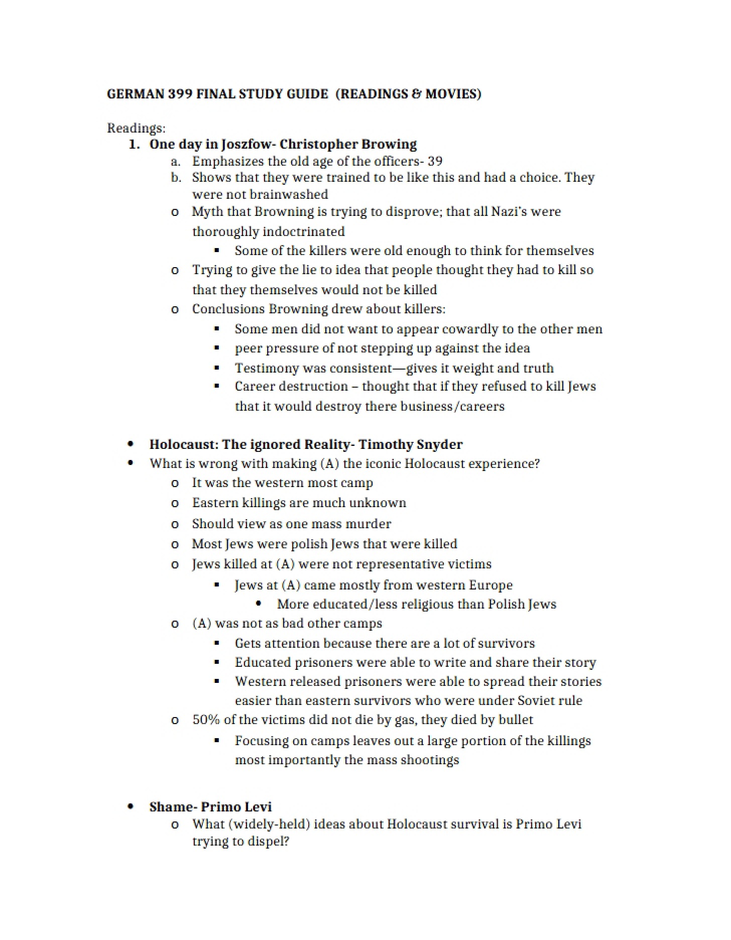 Prep Guide for Final