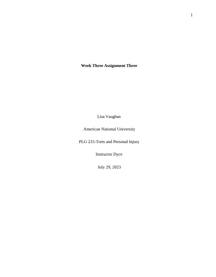 Assignment Three for Week Three