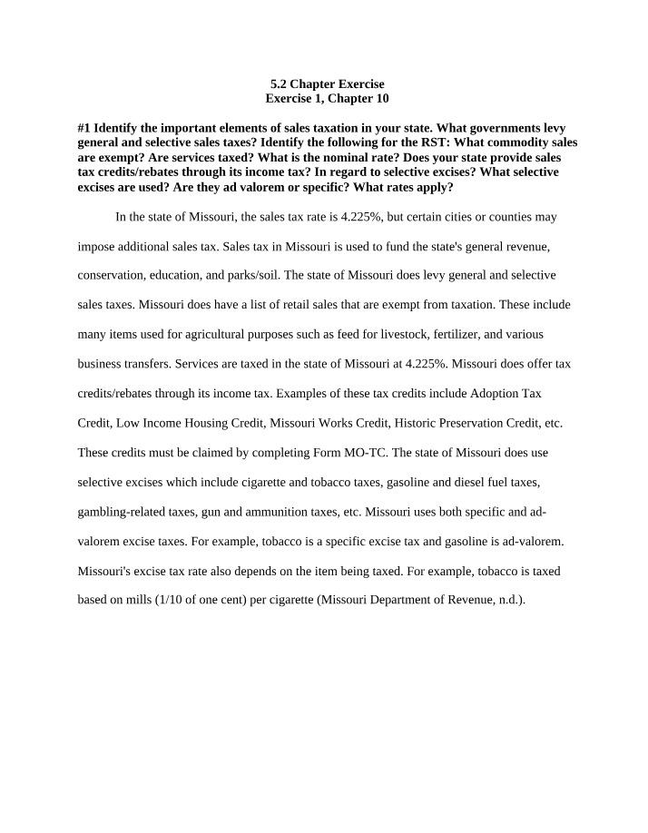 Chapter Exercise 5.2