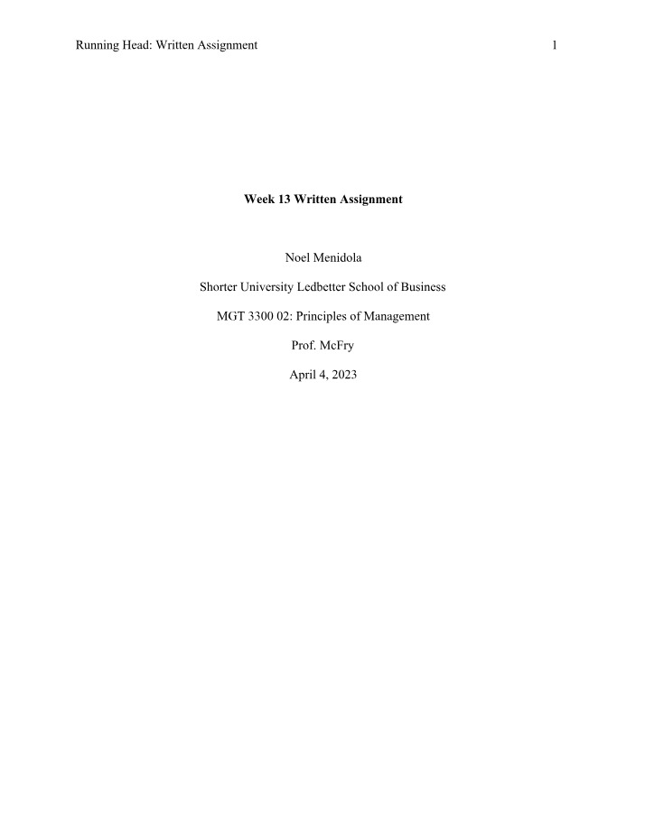 Written Assignment for Week 13