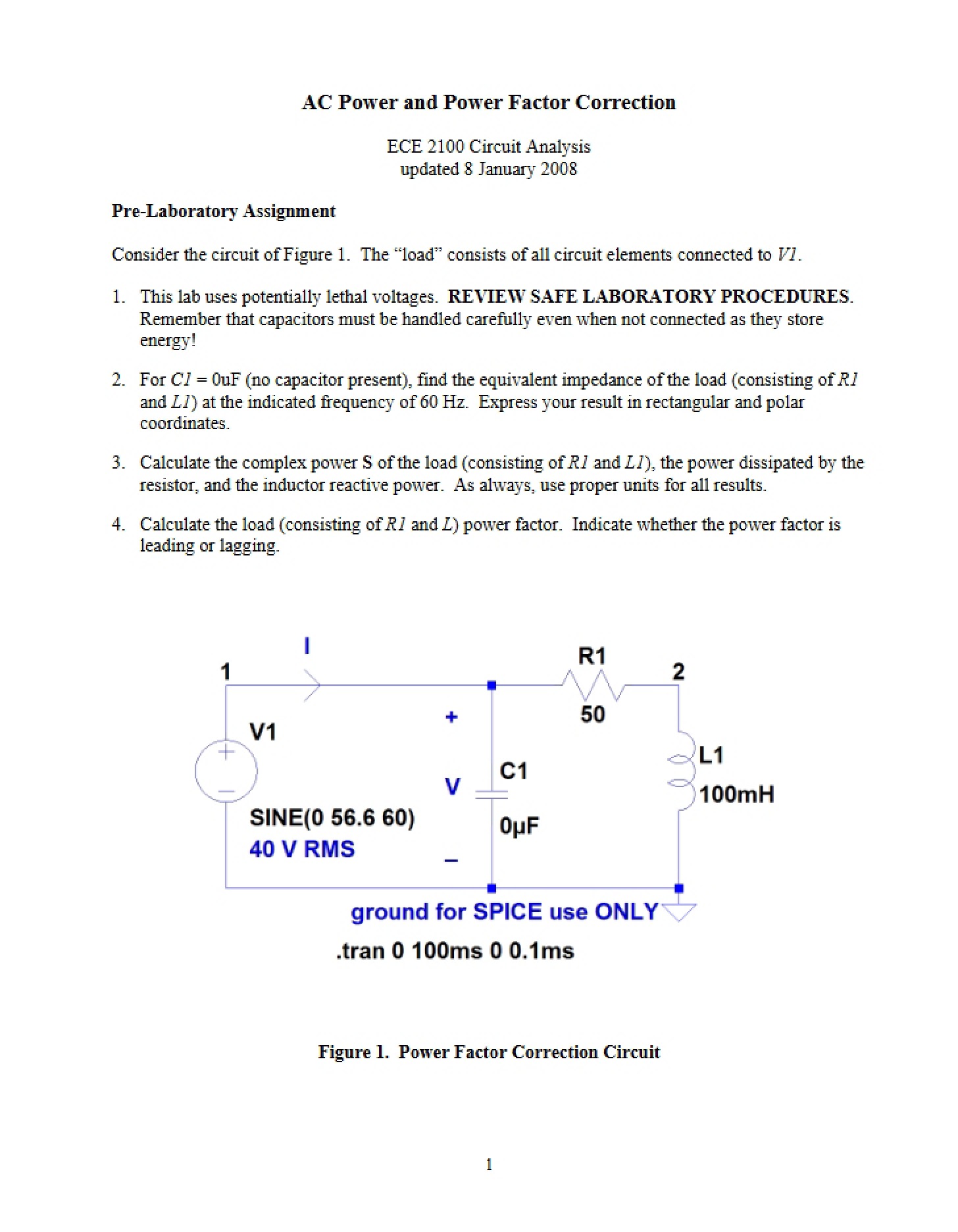 Power Factor Correction and AC Power