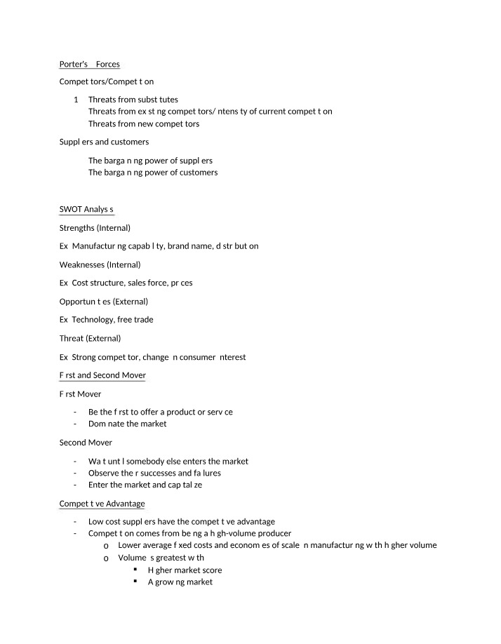 SWOT Analysis and Porter's 5 Forces
