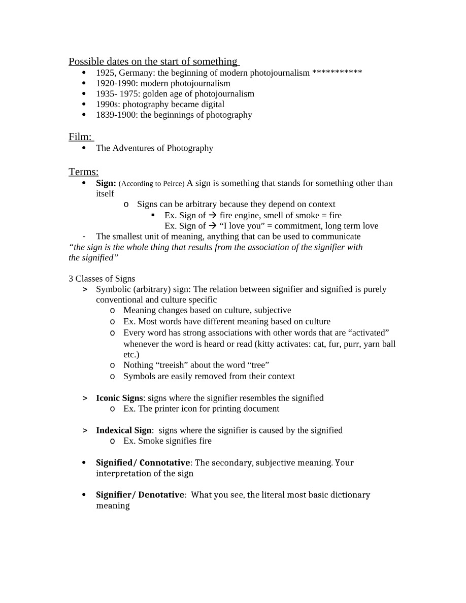 Notes on Semiotics and Photography