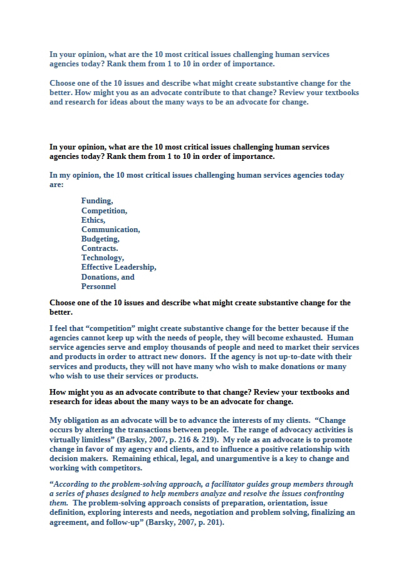 Advocacy and Mediation Assignment