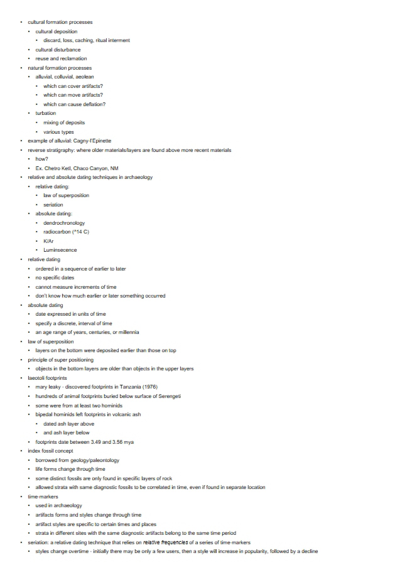 Collection of Notes on Introduction to Archaeology