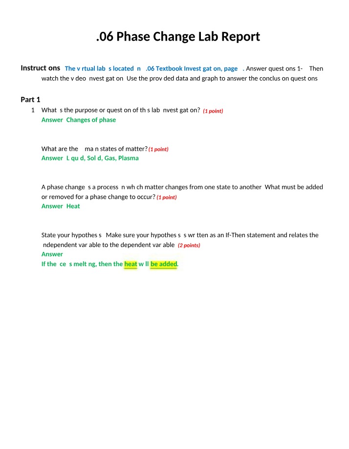 Phase Change Lab Report and Analysis 2.06