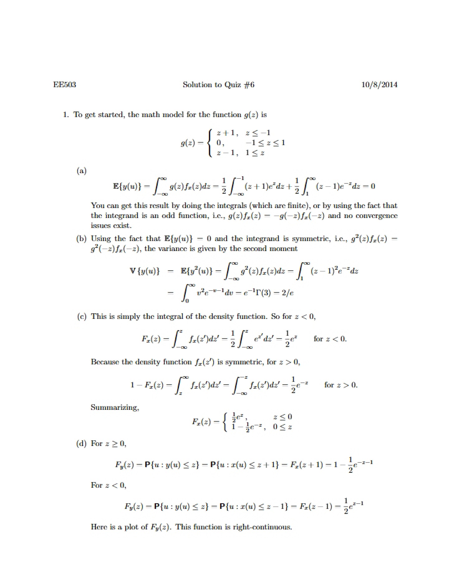Solution to Quiz 6 - Electrical Engineering