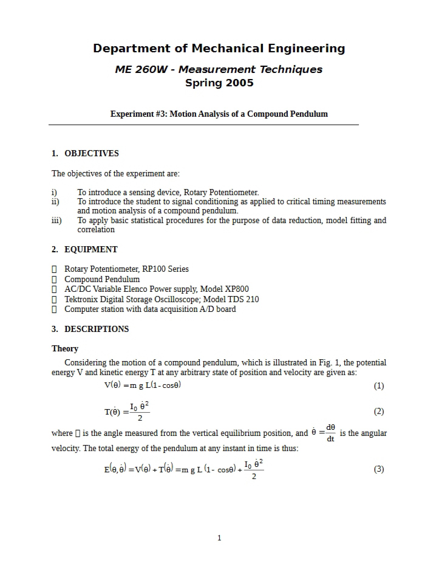 Mechanical Engineering Department Document