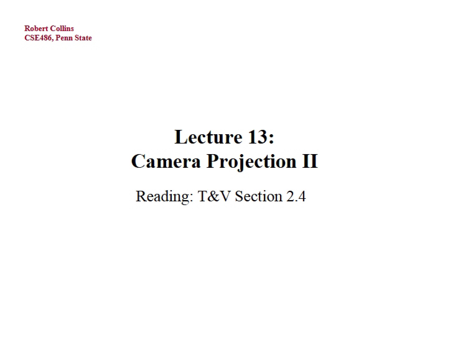 Projection of Camera II